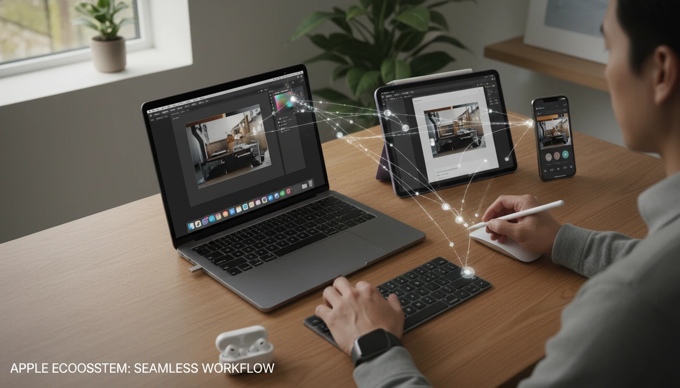 Multiple Apple devices working together seamlessly